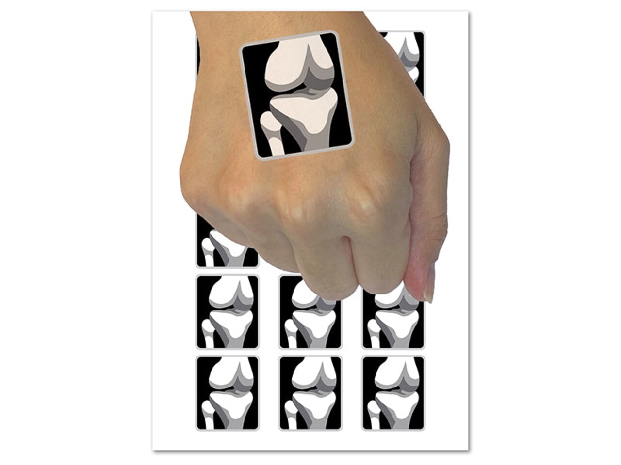 Knee Bones Joint X-Ray Temporary Tattoo Water Resistant Fake Body Art Set Collection (1 Sheet)